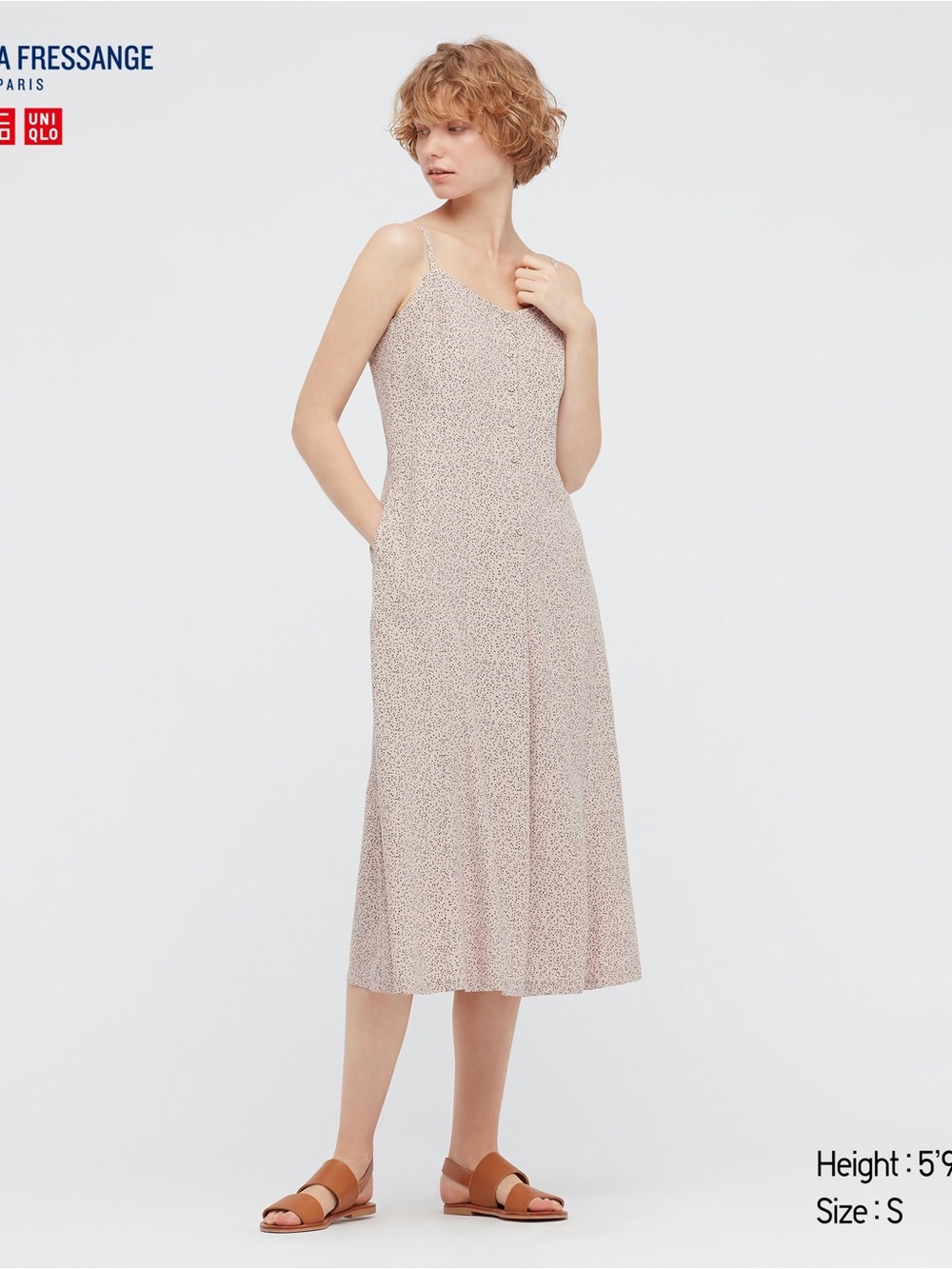 Uniqlo Beige Floral Midi Slip Dress